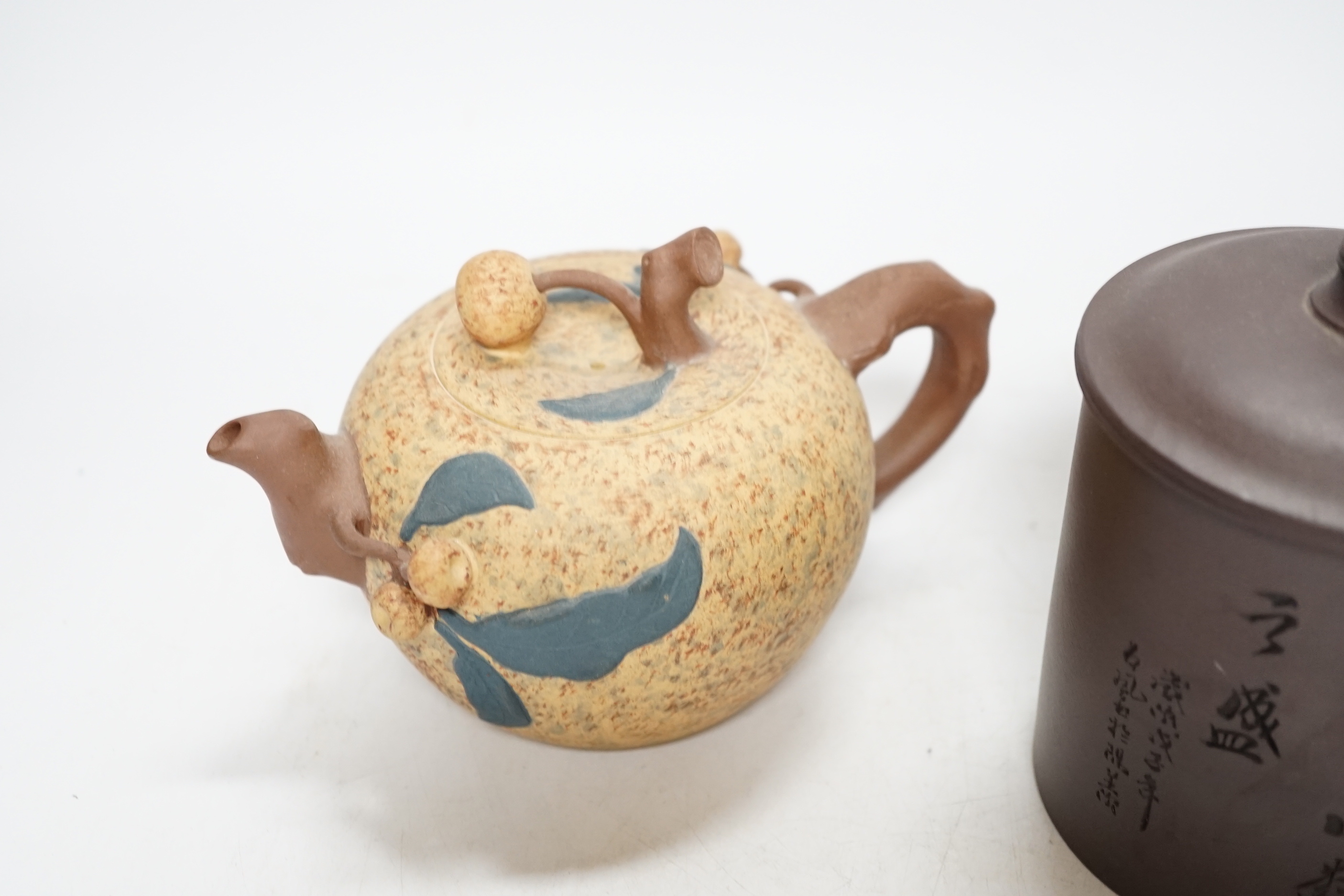 Two Chinese Yixing pottery teapots, one Republic period. Tallest 12.5cm